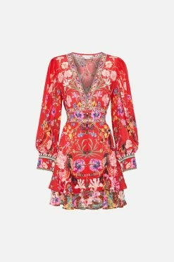 BUTTON FRONT FRILL DRESS RUFFLE SOME FEATHERS -clothing shop CAMILLA 00023278 BUTTON FRONT FRILL DRESS RUFFLE SOME FEATHERS GHOST 1