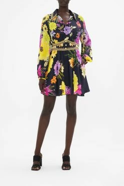 COLLARED SHAPED WAISTBAND DRESS PEACE BE WITH YOU