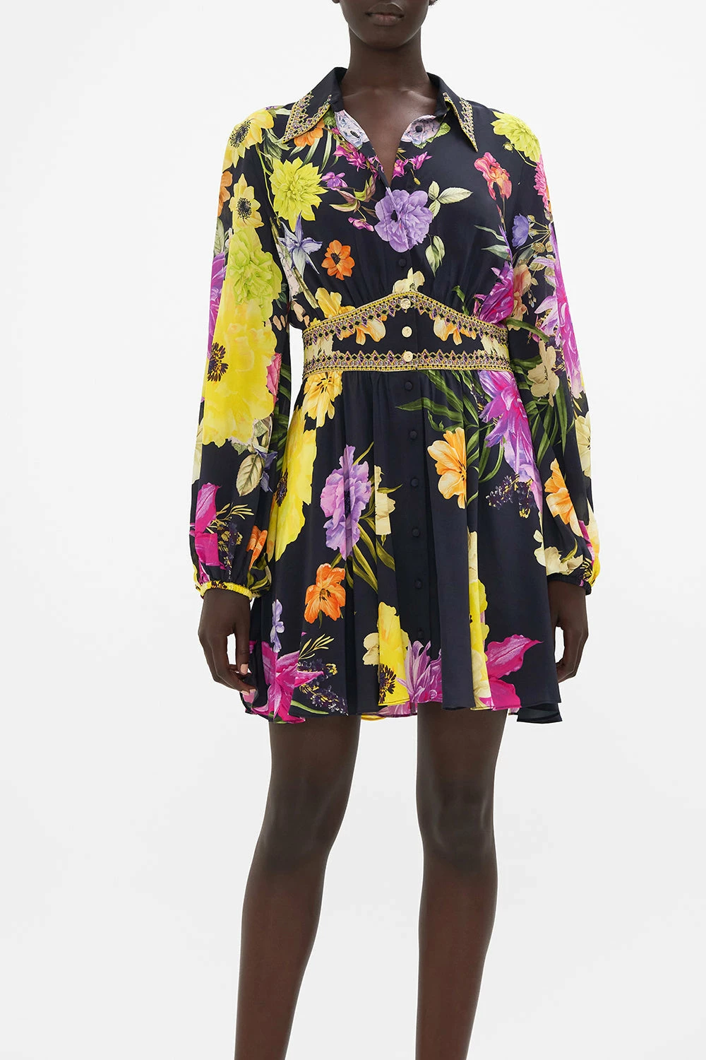 COLLARED SHAPED WAISTBAND DRESS PEACE BE WITH YOU - Image 6