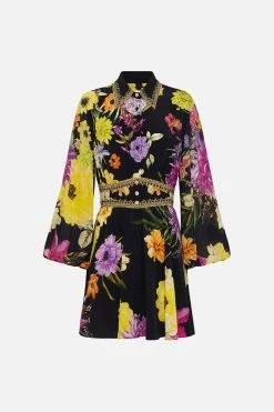 COLLARED SHAPED WAISTBAND DRESS PEACE BE WITH YOU -clothing shop CAMILLA 00023377 SHAPED WAISTBAND SHORT SHIRT DRESS PEACE BE WITH YOU GHOST 1