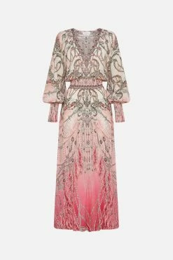 DRESS WITH SHIRRED WAIST AND CUFF STARSHIP SISTAS 10 DRESS WITH SHIRRED WAIST AND CUFF STARSHIP SISTAS -clothing shop CAMILLA 00023411 DRESS WITH SHIRRED WAIST AND CUFF STARSHIP SISTAS GHOST 1