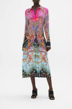 JERSEY MIDI SHIRT DRESS WHAT LIES BENEATH