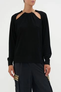 CHAIN DETAIL CUT OUT JUMPER ROLE CALL -clothing shop CAMILLA 00023461 CHAIN DETAIL CUT OUT JUMPER ROLE CALL 4