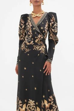 WRAP DRESS WITH DRAMATIC SLEEVE DUOMO DYNASTY -clothing shop CAMILLA 00023515 DUOMODYNASTY WRAPDRESSW DRAMATICSLEEVE 4