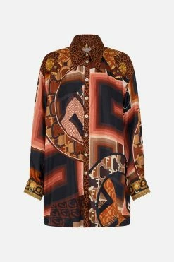 LONG LINE SHIRT WITH YOKE AND BUTTON DETAIL FEELING FRESCO -clothing shop CAMILLA 00023584 LONGLINESHIRTWITHYOKEANDBUTTONDETAIL FEELINGFRESCO GHOST 1