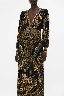 V NECK WAISTED JERSEY DRESS DUOMO DYNASTY -clothing shop CAMILLA 00023604 GATHER JERSEY DRESS DUOMO DYNASTY 4