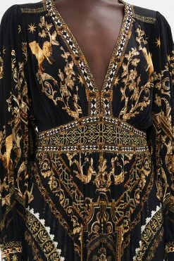 V NECK WAISTED JERSEY DRESS DUOMO DYNASTY -clothing shop CAMILLA 00023604 GATHER JERSEY DRESS DUOMO DYNASTY 5