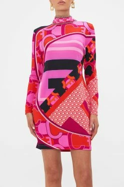 LONG SLEEVE FITTED MINI DRESS CIAO PALAZZO -clothing shop CAMILLA 00023613 CIAOPALAZZO LONGSLEEVEFITTEDMINIDRESS 4