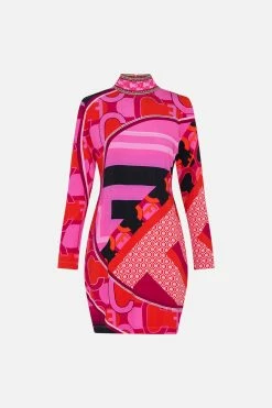 LONG SLEEVE FITTED MINI DRESS CIAO PALAZZO -clothing shop CAMILLA 00023613 LONGSLEEVEFITTEDMINIDRESS CIAOPALAZZO GHOST 1