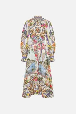 WAIST TIE SHIRT DRESS AMALFI AMORE -clothing shop CAMILLA 00023690 WAISTTIESHIRTDRESS AMALFIAMORE GHOST 1