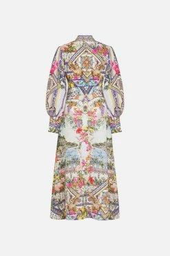 WAIST TIE SHIRT DRESS AMALFI AMORE -clothing shop CAMILLA 00023690 WAISTTIESHIRTDRESS AMALFIAMORE GHOST 2