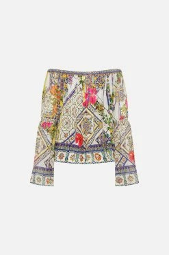 DROP SHOULDER BELL SLEEVE TOP AMALFI AMORE 15 DROP SHOULDER BELL SLEEVE TOP AMALFI AMORE -clothing shop CAMILLA 00023700 DROPSHOULDERBELLSLEEVETOP AMALFIAMORE GHOST 2