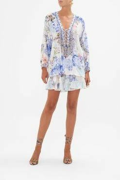 LACE UP BLOUSE PAINT ME POSITANO