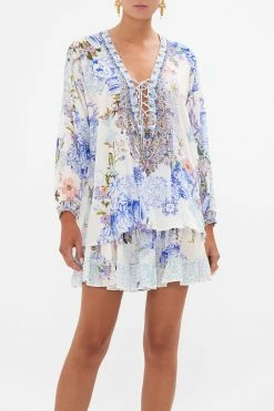 LACE UP BLOUSE PAINT ME POSITANO -clothing shop CAMILLA 00023803 LACE UP BLOUSE PAINT ME POSITANO 4