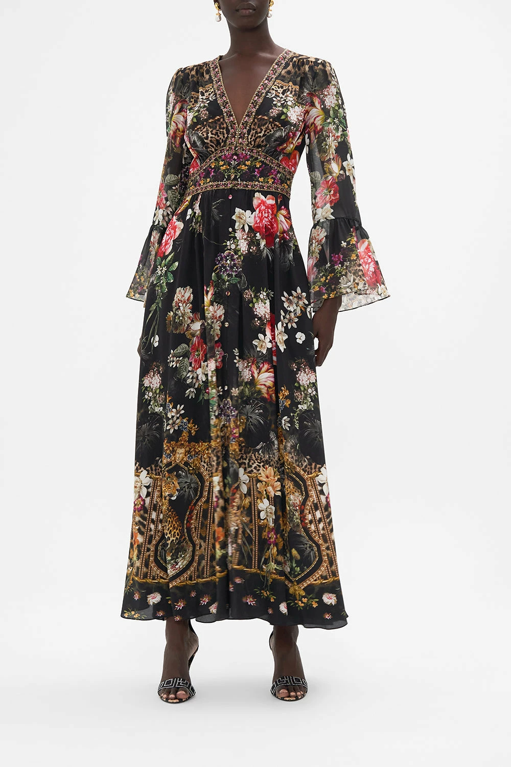 SHAPED WAISTBAND DRESS WITH RUFFLE FRILL SLEEVES A NIGHT AT THE OPERA