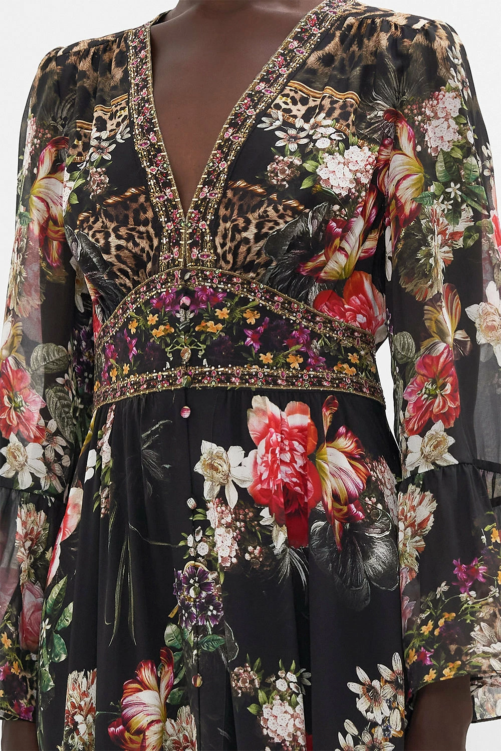 SHAPED WAISTBAND DRESS WITH RUFFLE FRILL SLEEVES A NIGHT AT THE OPERA - Image 6