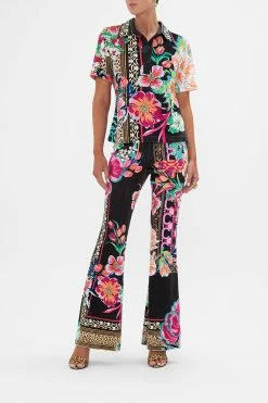 SHORT SLEEVE COLLARED TOP PRINTED PRIMA VERA