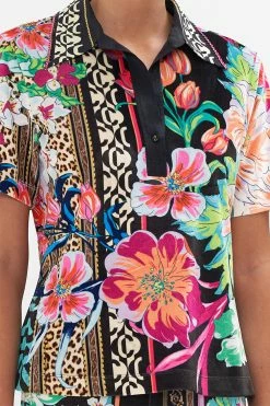 SHORT SLEEVE COLLARED TOP PRINTED PRIMA VERA -clothing shop CAMILLA 00023861 SHORT SLEEVE COLLARED TOP PRINTED PRIMA VERA 5