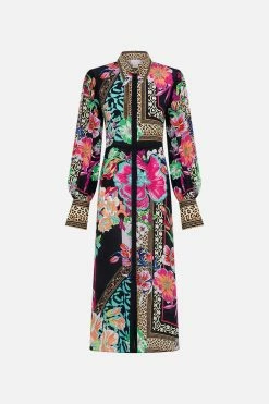 WAIST TIE SHIRT DRESS PRINTED PRIMA VERA -clothing shop CAMILLA 00023864 WAIST TIE SHIRT DRESS PRINTED PRIMA VERA GHOST 1