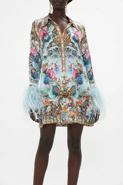 MINI SHIRT DRESS WITH FEATHERS LETTERS TO LEO 10 MINI SHIRT DRESS WITH FEATHERS LETTERS TO LEO -clothing shop CAMILLA 00023882 MINI SHIRT DRESS LETTERS TO LEO 4