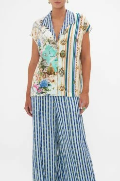 BUTTON THROUGH COLLARED TOP AMALFI LULLABY 10 BUTTON THROUGH COLLARED TOP AMALFI LULLABY -clothing shop CAMILLA 00023885 BUTTON THROUGH COLLARED TOP AMALFI LULLABY 4