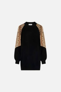 SILK SPLICED SHOULDER JUMPER STANDING OVATION -clothing shop CAMILLA 00023995 SILK SPLICED SHOULDER JUMPER STANDING OVATION GHOST 1