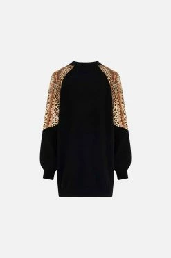 SILK SPLICED SHOULDER JUMPER STANDING OVATION -clothing shop CAMILLA 00023995 SILK SPLICED SHOULDER JUMPER STANDING OVATION GHOST 2