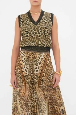 CROPPED JACQUARD KNIT VEST STANDING OVATION -clothing shop CAMILLA 00024003 CROPPEDKNITVEST STANDINGOVATION 4