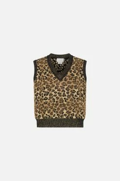 CROPPED JACQUARD KNIT VEST STANDING OVATION -clothing shop CAMILLA 00024003 CROPPEDKNITVEST STANDINGOVATION GHOST 1