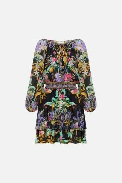BLOUSON SLEEVE DRESS WITH DOUBLE RUFFLE HEM MEET ME IN MARCHESA 9 BLOUSON SLEEVE DRESS WITH DOUBLE RUFFLE HEM MEET ME IN MARCHESA -clothing shop CAMILLA 00024056 BLOUSONSLEEVEWITHDOUBLERUFFLEHEM MEETMEINMARCHESA GHOST 1