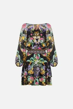 BLOUSON SLEEVE DRESS WITH DOUBLE RUFFLE HEM MEET ME IN MARCHESA 13 BLOUSON SLEEVE DRESS WITH DOUBLE RUFFLE HEM MEET ME IN MARCHESA -clothing shop CAMILLA 00024056 BLOUSONSLEEVEWITHDOUBLERUFFLEHEM MEETMEINMARCHESA GHOST 2