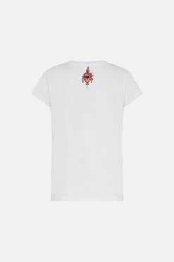 ORGANIC COTTON SLIM FIT TEE BAMBINO BLISS -clothing shop CAMILLA 00024117 SLIM FIT ROUND NECK T SHIRT SOLID WHITE BAMBINO BLISS GHOST 2
