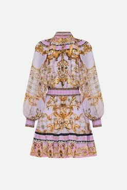 SHIRRED WAIST HIGH NECK MINI DRESS LAVENDER EVER AFTER -clothing shop CAMILLA 00024276 SHIRREDWAISTHIGHNECKMINIDRESS LAVENDEREVERAFTER GHOST 2