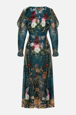 RUFFLE WRAP DRESS VERDIS WORLD -clothing shop CAMILLA 00024736 RUFFLE WRAP DRESS VERDIS WORLD GHOST 2