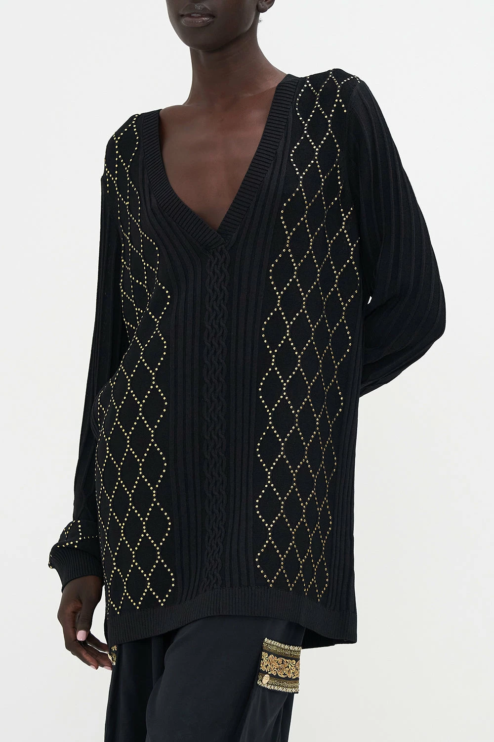 EMBELLISHED V NECK KNIT THE NIGHT IS NOIR - Image 5