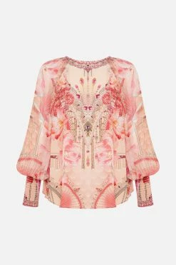 SHIRRED CUFF BLOUSE ADORE ME -clothing shop CAMILLA 00024849 SHIRRED CUFF BLOUSE ADORE ME GHOST 2