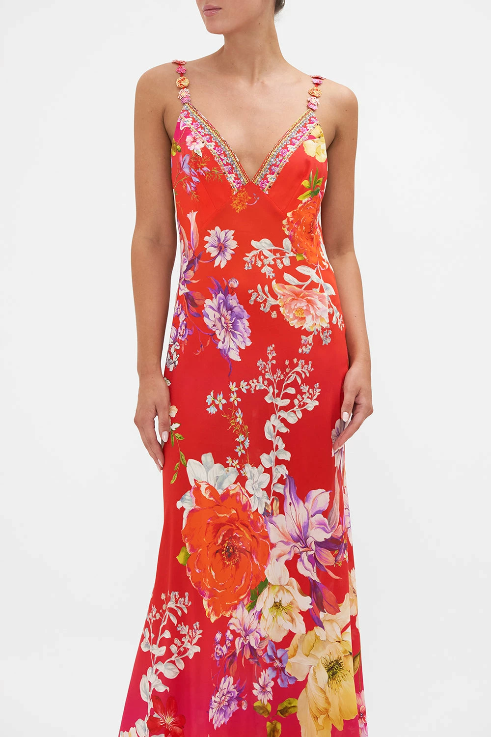 V NECK FULL LENGTH BIAS SLIP DRESS KISS AND TELL - Image 4