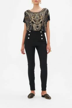BUTTON EMBELLISHED PONTE PANT CHAOS IN THE COSMOS