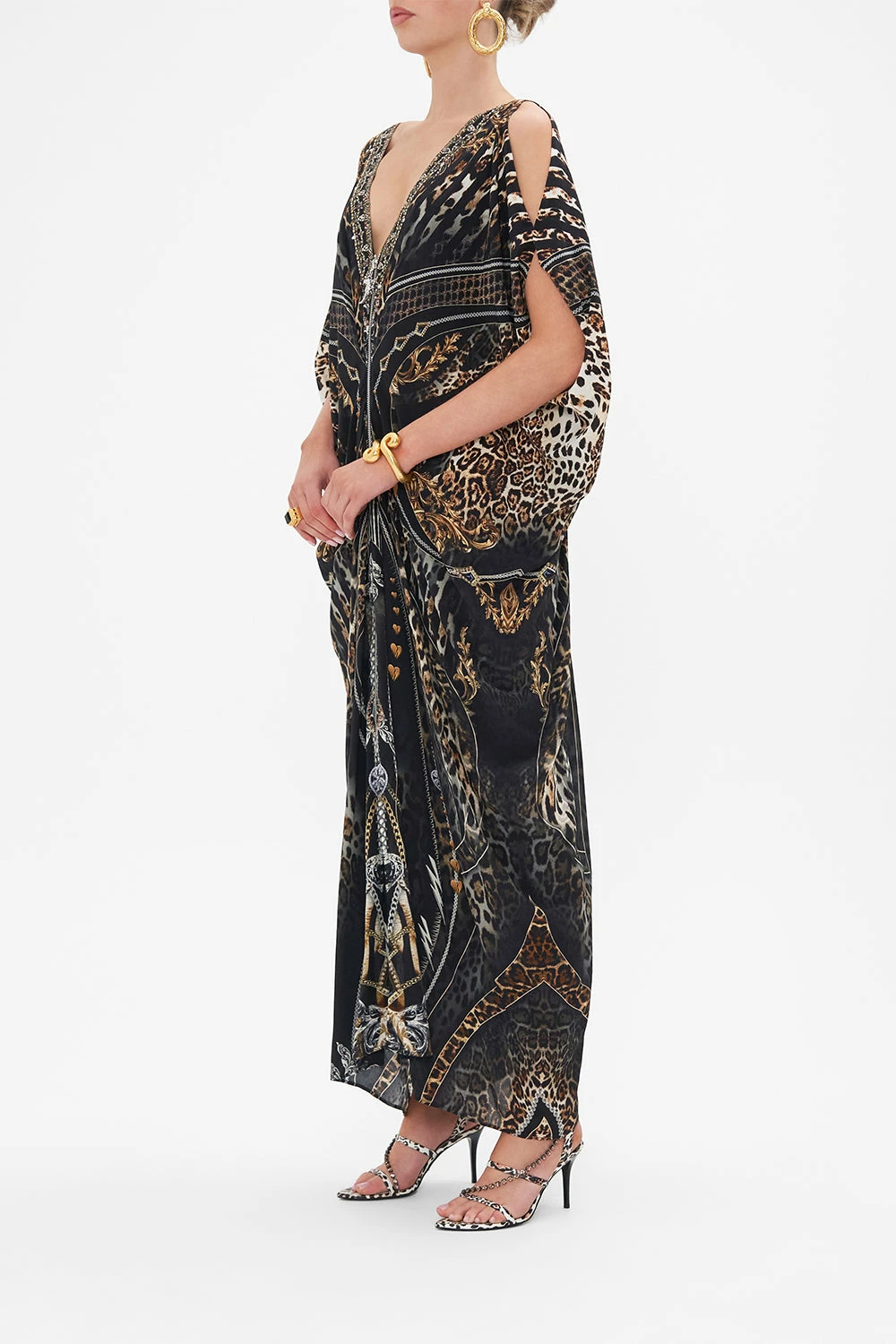 LONG DRAPE DRESS WITH ZIP FRONT CHAOS IN THE COSMOS - Image 4