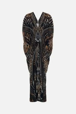 LONG DRAPE DRESS WITH ZIP FRONT CHAOS IN THE COSMOS -clothing shop CAMILLA 00026318 LONG DRAPE DRESS WITH ZIP FRONT CHAOS IN THE COSMOS GHOST 2