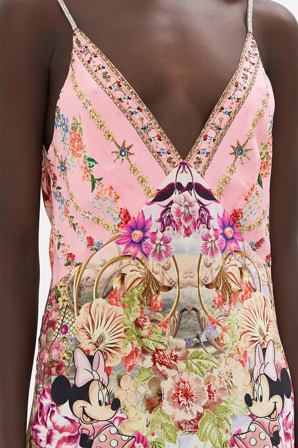 V NECK FULL LENGTH BIAS SLIP DRESS MINNIE MOUSE MAGIC - Image 6