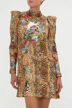 PUFF SLEEVE HIGH NECK MINI DRESS MICKEY MANIA 10 PUFF SLEEVE HIGH NECK MINI DRESS MICKEY MANIA -clothing shop CAMILLA 00026412 PUFF SLEEVE HIGH NECK MINI DRESS MICKEY MANIA 4