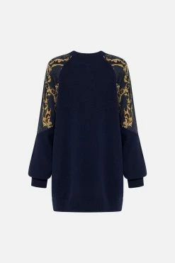 SILK SPLICED SHOULDER JUMPER MOONLIGHT MELODIES -clothing shop CAMILLA 00026421 SILK SPLICED SHOULDER JUMPER MOONLIGHT MELODIES GHOST 2