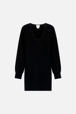 V NECK WOOL CASHMERE COCOON JUMPER LIONS MANE -clothing shop CAMILLA 00026422 V NECK COCOON JUMPER LIONS MANE GHOST 1