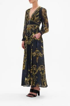 BUTTON DRESS WITH SHAPED WAISTBAND MOONLIGHT MELODIES -clothing shop CAMILLA 00026429 BUTTON DRESS WITH SHAPED WAIST BAND MOONLIGHT MELODIES 2