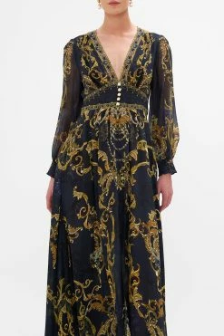 BUTTON DRESS WITH SHAPED WAISTBAND MOONLIGHT MELODIES -clothing shop CAMILLA 00026429 BUTTON DRESS WITH SHAPED WAIST BAND MOONLIGHT MELODIES 4