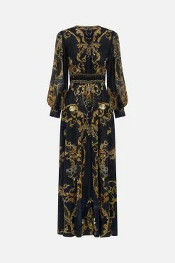 BUTTON DRESS WITH SHAPED WAISTBAND MOONLIGHT MELODIES -clothing shop CAMILLA 00026429 BUTTON DRESS WITH SHAPED WAIST BAND MOONLIGHT MELODIES GHOST 2