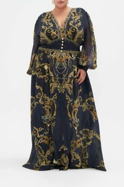 BUTTON DRESS WITH SHAPED WAISTBAND MOONLIGHT MELODIES -clothing shop CAMILLA 00026429 BUTTON DRESS WITH SHAPED WAIST BAND MOONLIGHT MELODIES MTL 1