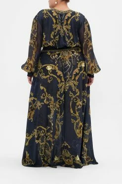 BUTTON DRESS WITH SHAPED WAISTBAND MOONLIGHT MELODIES -clothing shop CAMILLA 00026429 BUTTON DRESS WITH SHAPED WAIST BAND MOONLIGHT MELODIES MTL 3