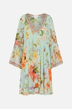 A-LINE RUFFLE SLEEVE DRESS TALK THE WALK 9 A-LINE RUFFLE SLEEVE DRESS TALK THE WALK -clothing shop CAMILLA 00026438 A LINE RUFFLE SLEEVE DRESS TALK THE WALK GHOST 1